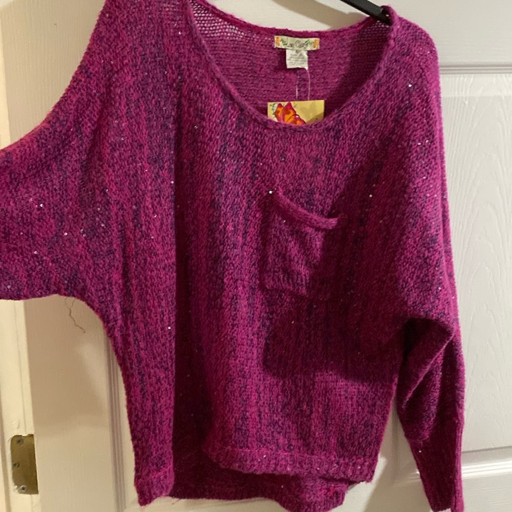 Pink and black sparkly sweater